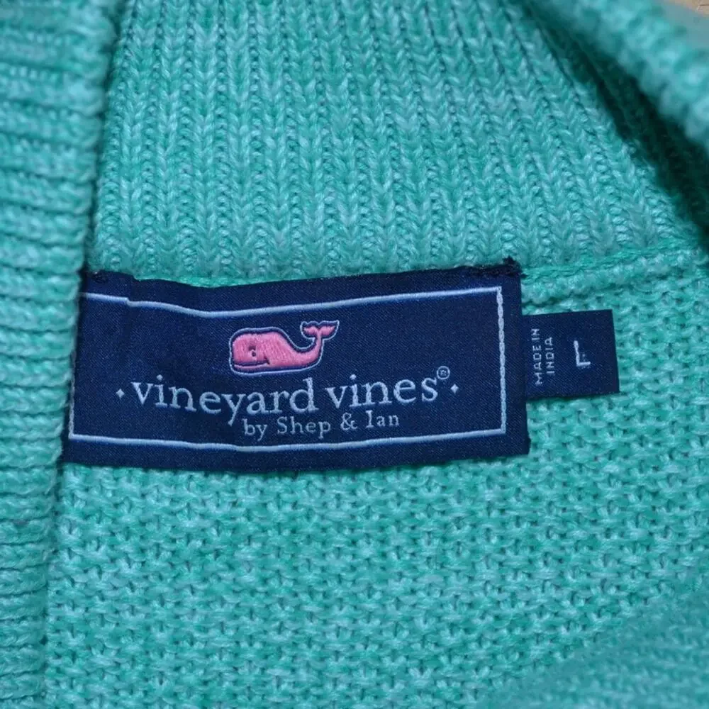 Vineyard Vines Quarter Button Sweater Teal Size Large